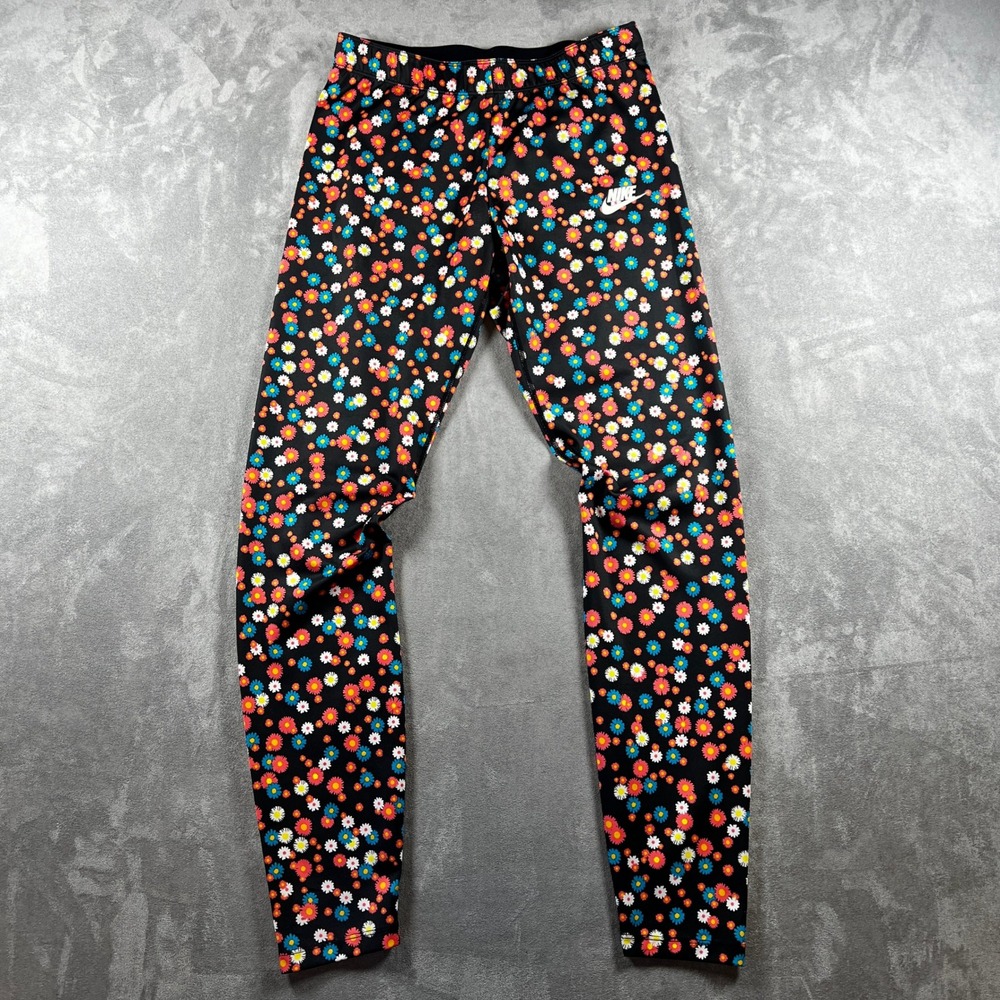 Nike Sportswear Womens Floral Daisy Print Leggings Black Medium